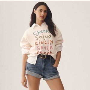 NWT Anthropologie Jordan Nickson Cheers Graphic Sweatshirt